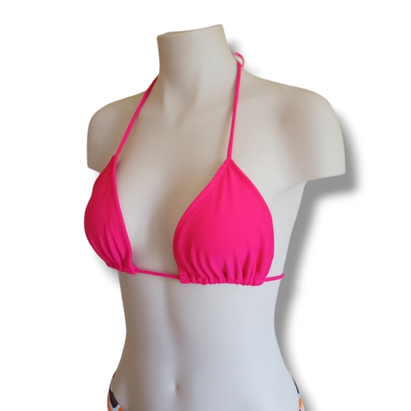 💥 Women's Pink Classic Halter Triangle Bikini Bra Top - Picture 5 of 16